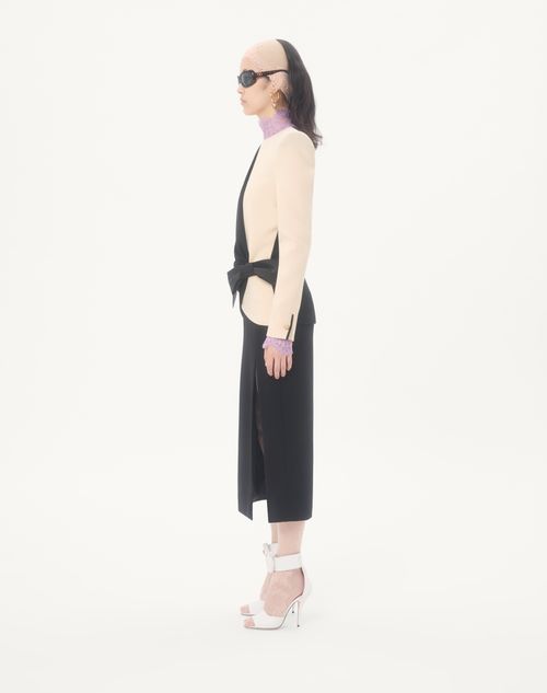 Valentino - Wool Crepe Midi Dress - Black/birch - Woman - Dresses