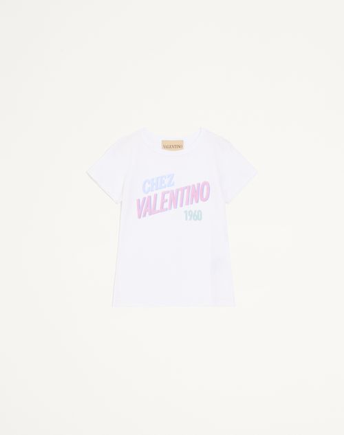 Valentino - Cotton Jersey T-shirt With Chez Valentino 1960 Print - White - Woman - T-shirts And Sweatshirts