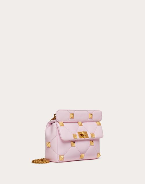 Valentino Garavani - Medium Roman Stud The Shoulder Bag In Nappa With Chain - Pink Borealis - Woman - Shoulder Bags