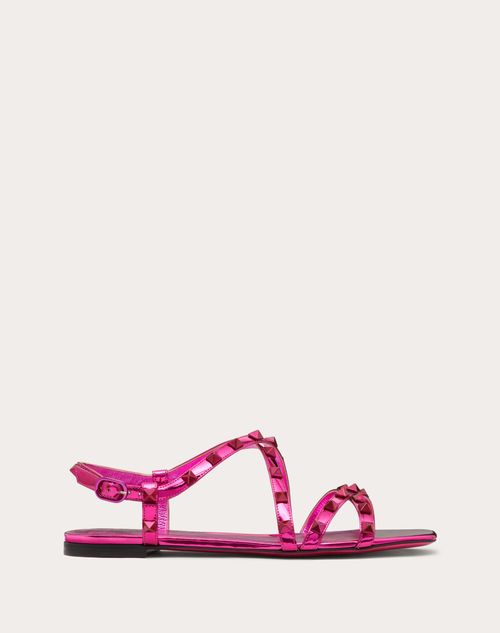 Valentino Garavani - Rockstud Mirror-effect Sandal With Matching Studs And Straps - Pink - Woman - Sandals