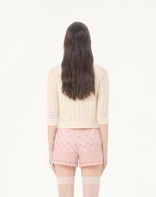 Valentino - Embroidered Cardigan - Birch - Woman - Knitwear