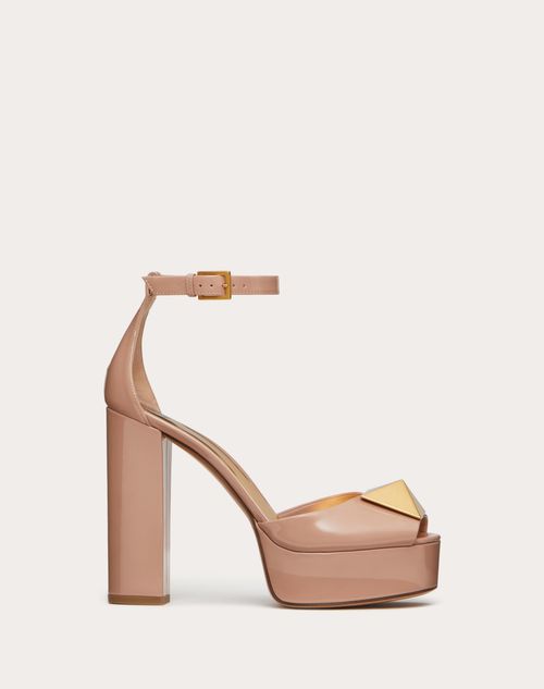 Valentino Garavani - Open Toe Pump With One Stud Platform In Patent Leather 120mm - Rose Cannelle - Woman - Woman Shoes Sale