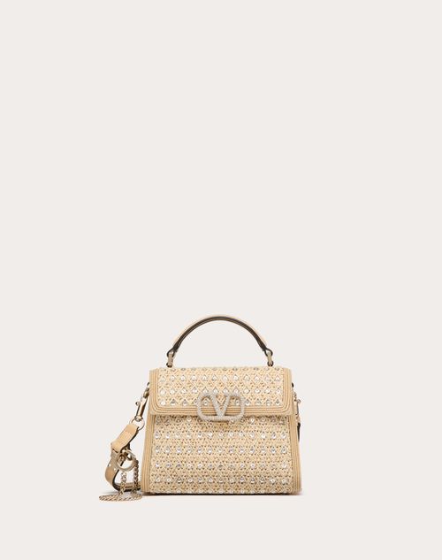 Valentino Garavani - Valentino Garavani Mini Vsling Embroidered Handbag - Natural/crystal/beige - Woman - Top Handle Bags