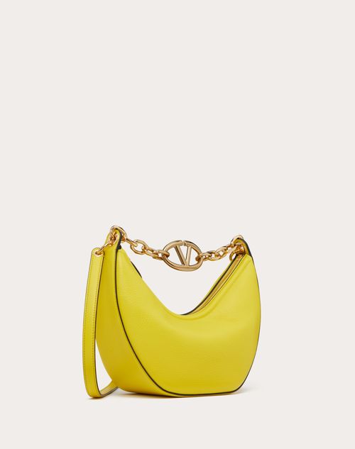Valentino Garavani - Small Vlogo Moon Hobo Bag In Leather With Chain - Cedar Yellow - Woman - Shelf - W Bags - Vlogo Moon
