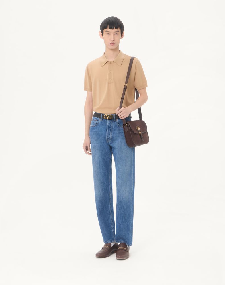 Valentino Wool Polo With Vlogo Embroidery Man Beige Xxl
