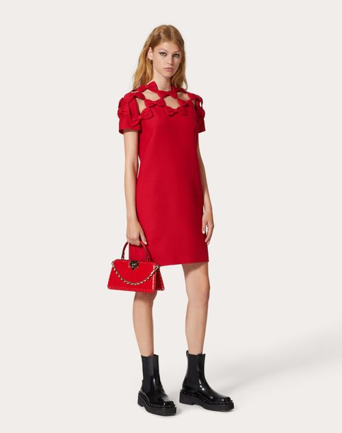 Valentino - Vestido De Crepe Couture Corto Y Bordado - Rojo - Mujer - Ropa