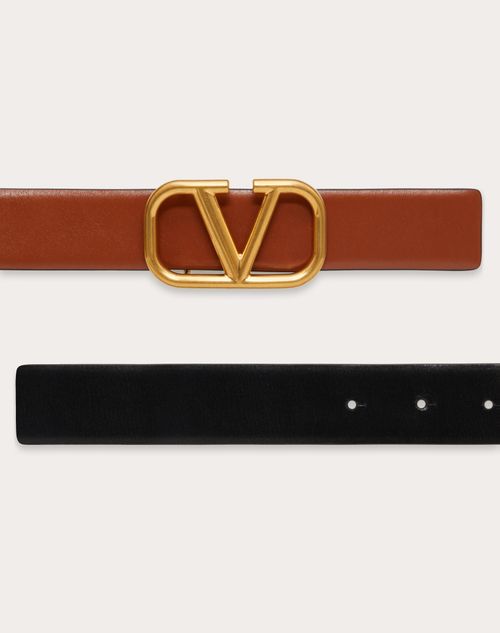 Reversible Vlogo Signature Belt In Glossy Calfskin 30 Mm for Woman in ...