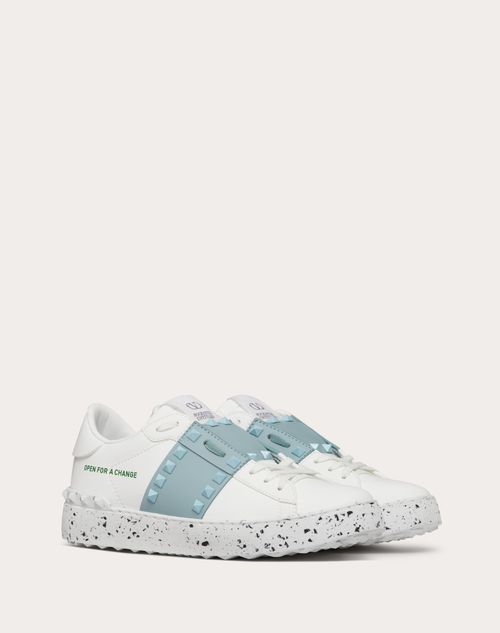 Valentino Garavani - Open For A Change Sneaker In Bio-based Material - White/aquamarine - Woman - Sneakers