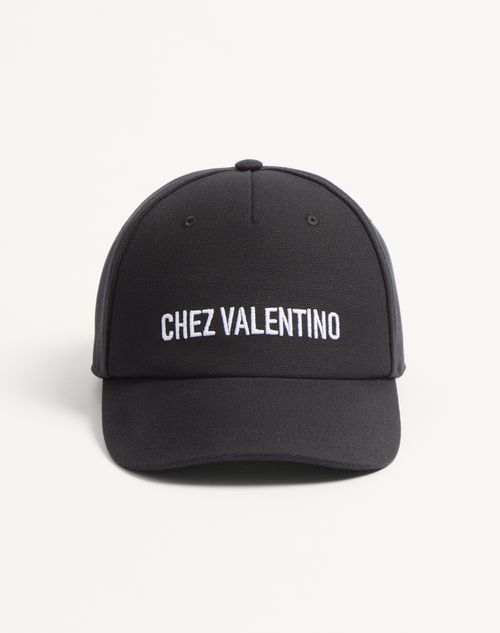 Valentino Garavani - Gorra De Béisbol De Algodón Con Bordado Chez Valentino - Negro/marfil - Hombre - Soft Accessories - Accessories