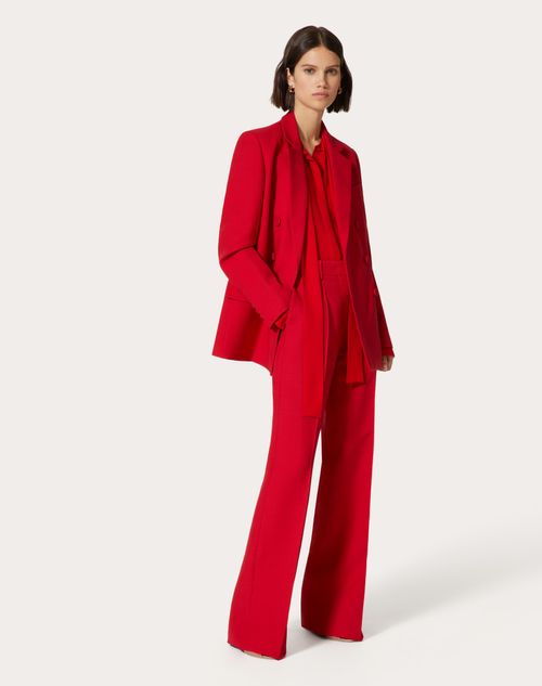 Valentino - Pantalon En Crêpe Couture - Rouge - Femme - Shorts Et Pantalons