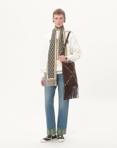Valentino Garavani Nellcôte Suede Shoulder Bag With Fringes Valentino Garavani Nellcôte Suede Shoulder Bag With Fringes