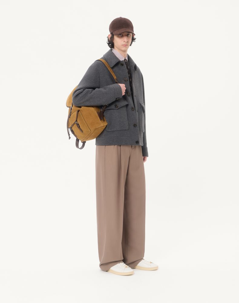 Valentino Garavani Antibes Suede Backpack Man Havana Beige Uni