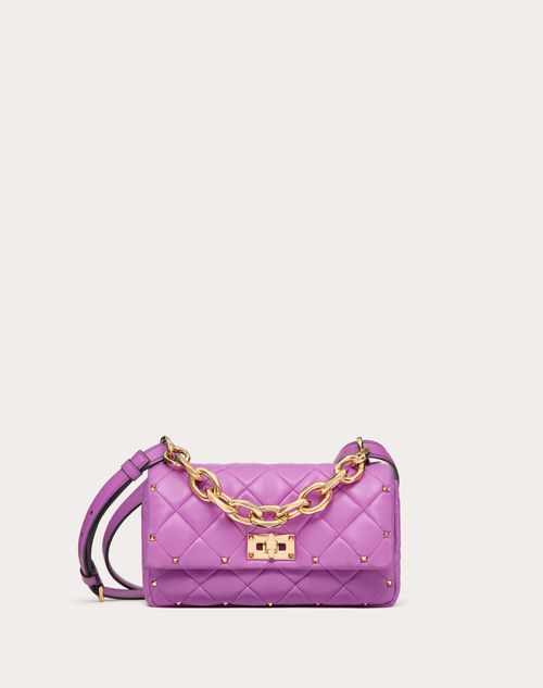 Valentino Garavani - Valentino Garavani Rockstud Spike In Nappa Patchwork - Violet - Woman - Valentino Garavani Rockstud Spike - Bags