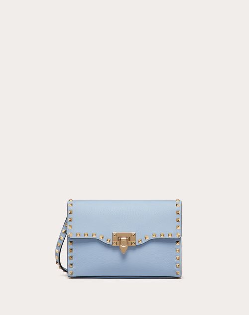 Valentino Garavani - Bolso Bandolera Pequeño Rockstud De Piel De Becerro Granulada - Celeste - Mujer - Rockstud - Bags