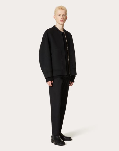Valentino - 투알 아이코노그래피 패턴 리버서블 더블 페이스 울 재킷 - 베이지/블랙 - 남성 - 재킷 & 다운 재킷