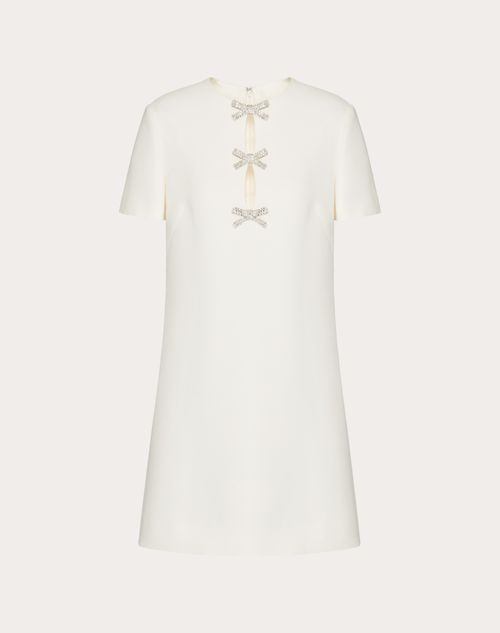 Valentino - Embroidered Crepe Couture Short Dress - Ivory/silver - Woman - Dresses