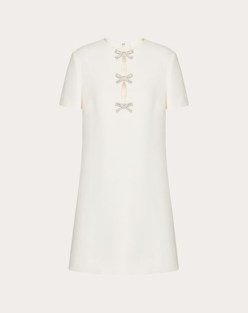 Valentino - Embroidered Crepe Couture Short Dress - Ivory/silver - Woman - Partywear