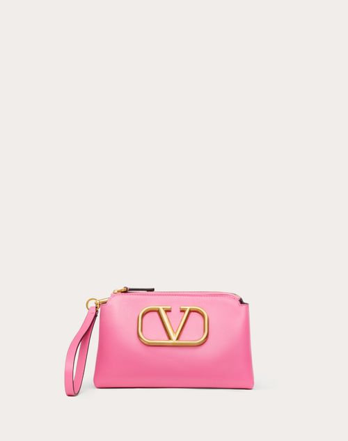 Valentino Garavani - Vlogo Signature Calfskin Pouch - Pink - Woman - Clutches