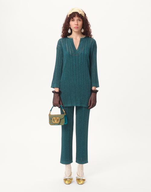 Valentino Garavani - Valentino Garavani Locò Small Shoulder Bag Embroidered With Jewel Logo - Tangerine/turquoise/topaz - Woman - Shoulder Bags