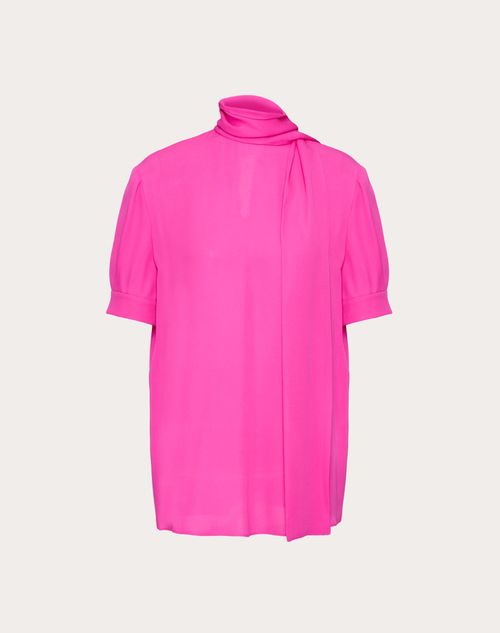 Valentino - Georgette Top - Pink Pp - Woman - Shirts And Tops