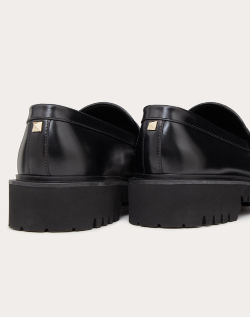 Valentino Garavani - Rockstud Calfskin Loafer - Black - Woman - Loafers & Oxford