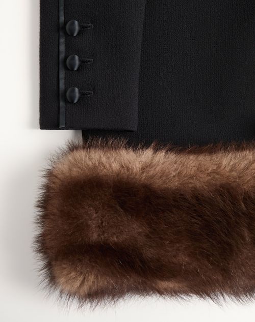 Valentino - Abito Corto In Wool Crepe - Nero - Donna - Abiti