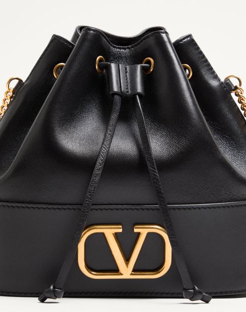 Valentino Garavani - Mini Bucket Bag In Nappa With Vlogo Signature Chain - Black - Woman - Shoulder Bags
