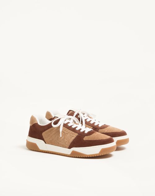 Valentino Garavani - Sparry Trainer In Split Leather - Brown/camel - Man - Trainers
