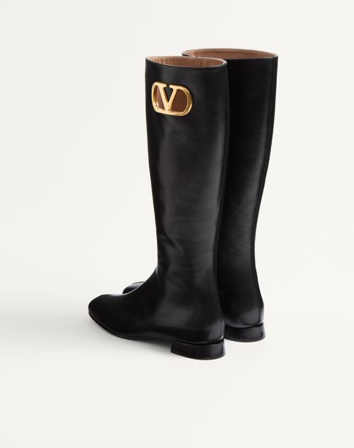Valentino Garavani - Vlogo Signature Kidskin Boot 20mm - Black - Woman - Boots