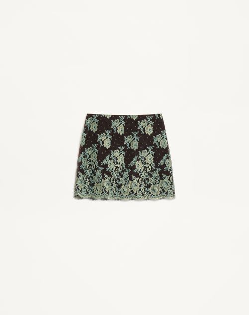 Valentino - Short Lace Skirt - Chocolate/turquoise - Woman - Skirts
