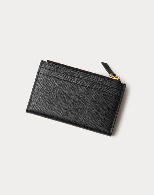 Vlogo Signature Grainy Calfskin Cardholder Wth Zipper for Vlogo Signature Grainy Calfskin Cardholder Wth Zipper for