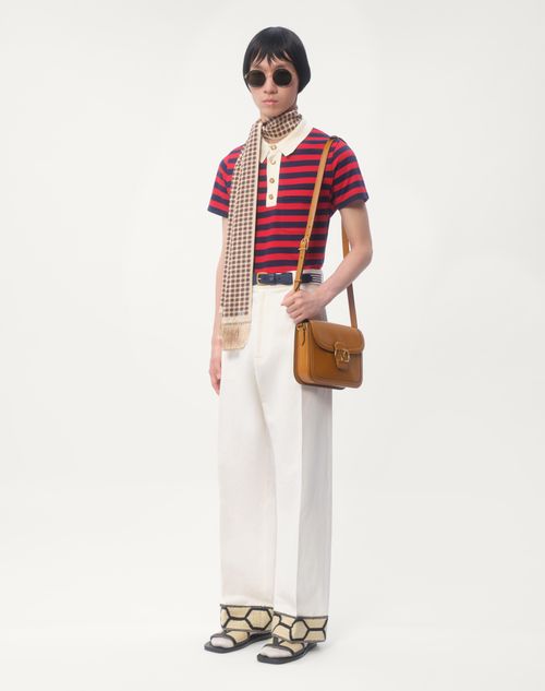 Valentino - Cotton And Linen Trousers With Jacquard Hems - Ivory - Man - Trousers And Shorts