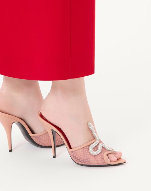 Valentino Garavani - Coeur Vipère Mesh Slide Sandal 105mm - Pink - Woman - Sandals