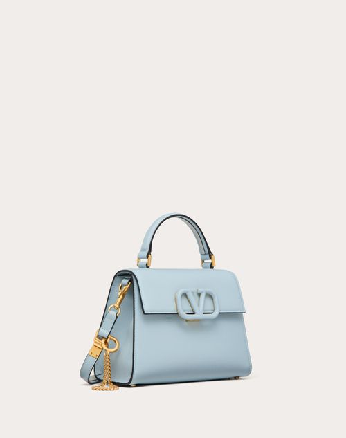 Valentino Garavani - Bolso De Mano Pequeño Vsling De Piel De Becerro Granulada - Azul Porcelana/gris - Mujer - Vsling - Bags