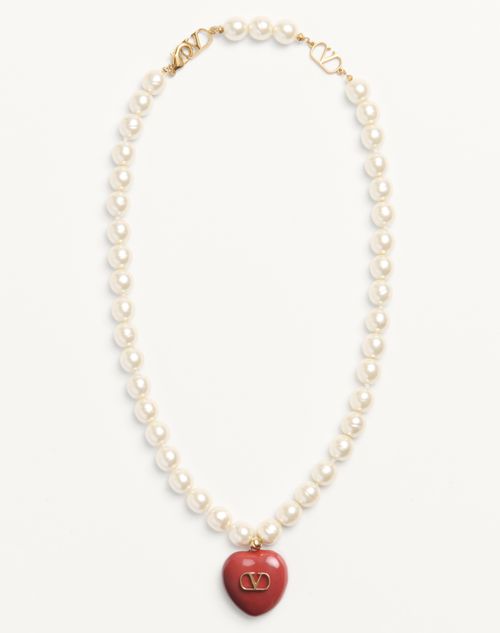 Valentino Garavani - Coeur Royal Necklace In Metal, Enamel And Beads - Multicolor - Woman - Accessories