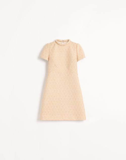 Valentino - Short Dress In Lurex Jacquard Toute La V - Ivory/gold - Woman - Shelf - Wrtw - W1 Whites