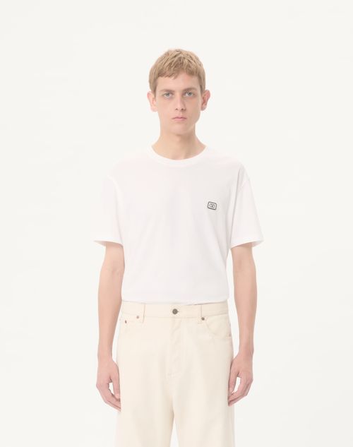 Valentino - Cotton T-shirt With Vlogo Patch - Ivory - Man - T-shirts And Sweatshirts