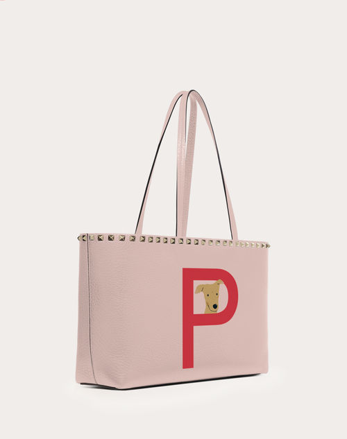 Valentino Garavani - Valentino Garavani Rockstud Pet Customizable Small Tote Bag - Rose Quartz/pure Red - Woman - Rockstud Pet - Bags