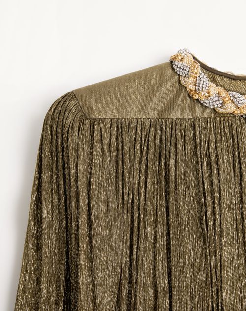 Valentino - Long Dress In Embroidered Creponne Lurex - Black/gold - Woman - Gowns