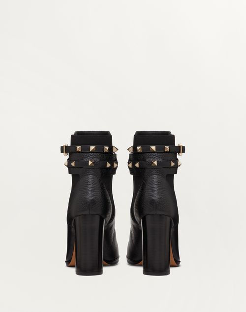 Valentino Garavani - Rockstud Grainy Calfskin Ankle Boot 90 Mm - Black - Woman - Boots