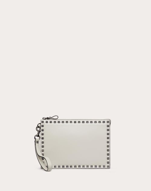 Valentino Garavani - Bolso De Mano Pequeño Rockstud De Cuero De Becerro - Gris - Hombre - Rs Alcove - M Bags