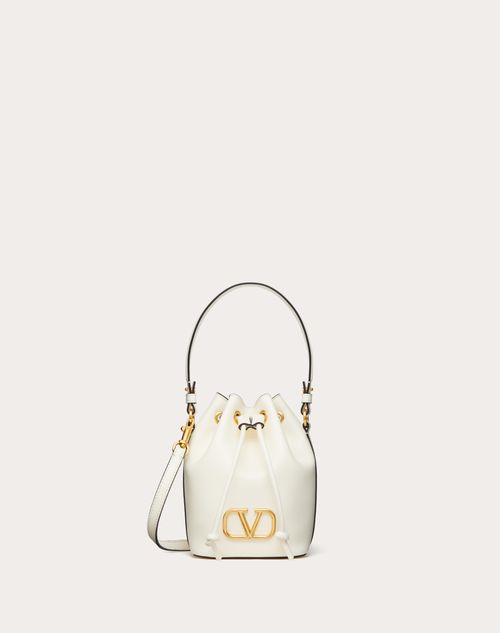 Valentino Garavani - Mini Vlogo Signature Bucket Bag In Nappa Leather - Ivory - Woman - Valentino Garavani Vlogo Signature