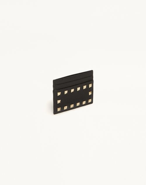 Valentino Garavani - Rockstud Grainy Calfskin Cardholder - Black - Woman - Wallets And Small Leather Goods