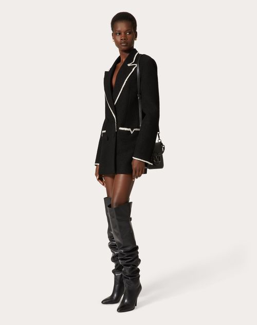 Valentino - Embroidered Light Wool Tweed Blazer - Black - Woman - Shelf - Pap 