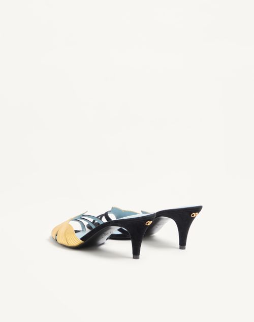 Valentino Garavani - Foliefoliage Suede Sandal 85mm - Black/gold - Woman - Sandals