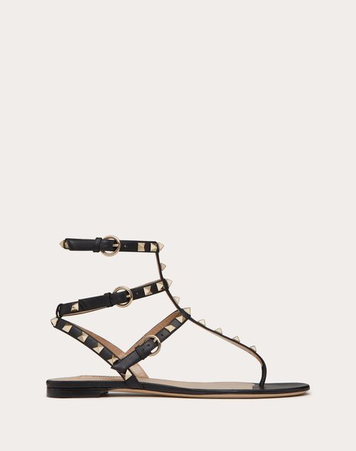 Valentino Garavani - Rockstud Calfskin Flat Flip-flop Sandal - Black - Woman - Rockstud Sandals - Shoes