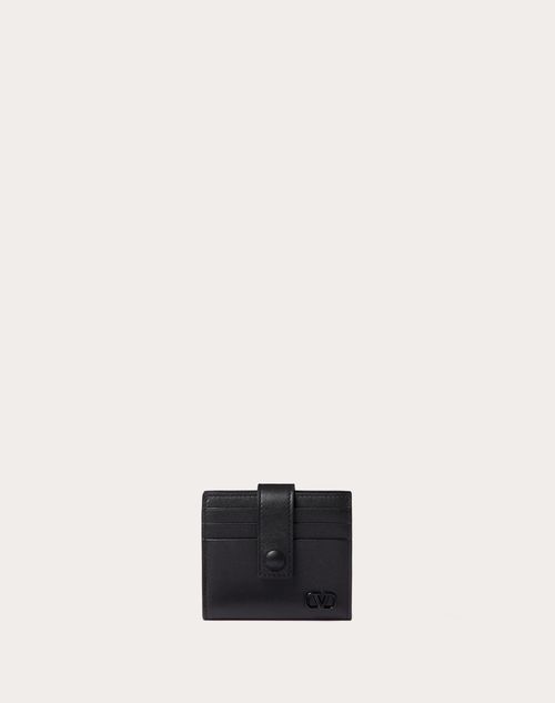 Valentino Garavani - Mini Vlogo Signature Calfskin Cardholder - Black - Man - Wallets And Small Leather Goods