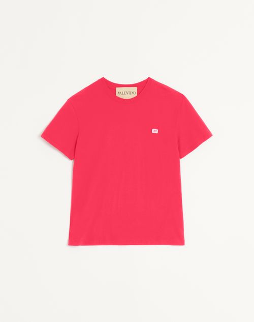 Valentino - Cotton T-shirt With Vlogo Patch - Red - Man - T-shirts And Sweatshirts