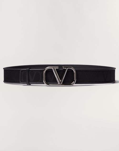 Valentino Garavani - Ceinture Toile Iconographe En Tissu Technique Avec Éléments En Cuir - Noir - Homme - Belts - M Accessories