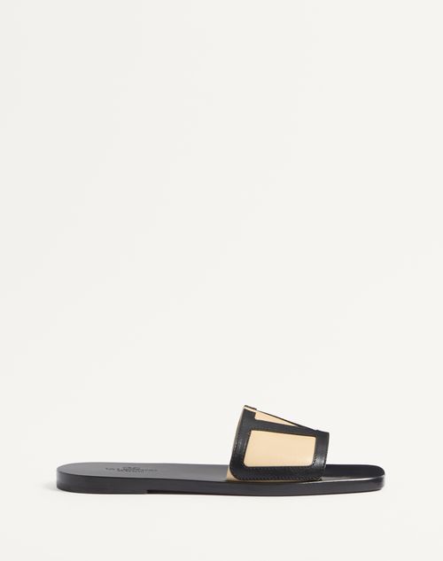 Valentino Garavani - Viva Superstar Slide Sandal In Nappa Leather - Butter/black - Man - Sandals